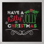 Holly Jolly Kerstmis Rustic Chalkboard Poster (Voorkant)