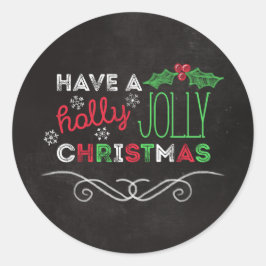 Holly Jolly Kerstmis Rustic Chalkboard Ronde Sticker