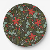 Holly Jolly Kerstmis Winter Patroon Papieren Bordje (Voorkant)