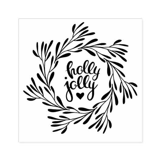 Holly Jolly Kerstmis Wreath Rubberstempel (Afrduk)