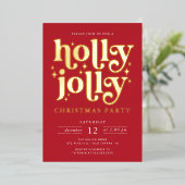 Holly Jolly Kerstparty Folie Feestdagenkaart (Staand Voorkant)