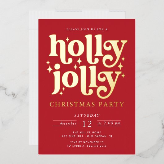 Holly Jolly Kerstparty Folie Feestdagenkaart (Envelop)