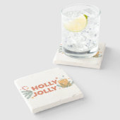 Holly Jolly Kerstparty Stenen Onderzetter (Zijkant)