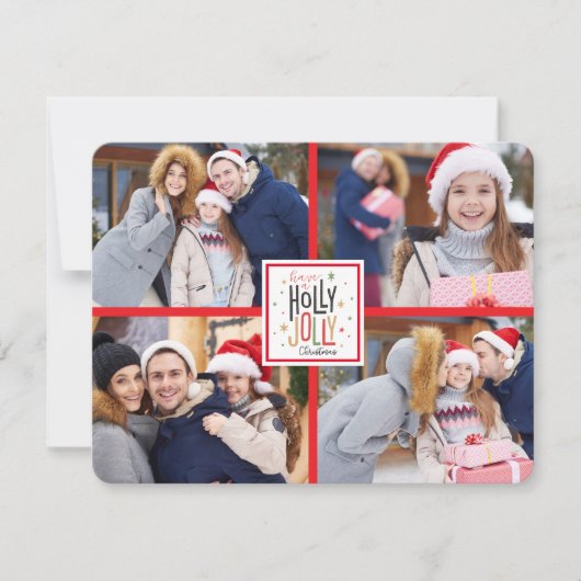 Holly Jolly Kerstpleister (voeg uw foto's toe) Feestdagenkaart (Voorkant)