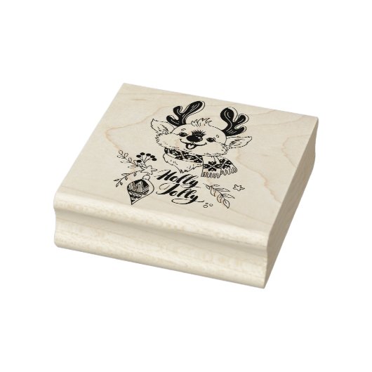 Holly Jolly-kerstrenrenier Rubberstempel (Stempel)