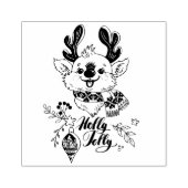 Holly Jolly-kerstrenrenier Rubberstempel (Afrduk)