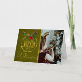 Holly Jolly Kerstrood met Holly Berry Gold Folie Feestdagenkaart (Voorkant)