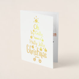 Holly Jolly KerstTypografie Gold Afbeelding, ZSG Folie Kaarten