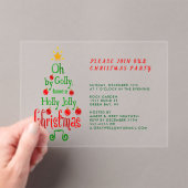 Holly Jolly Kersttypografie Klassieke Song Acryl Uitnodigingen (Insitu (Draagbaar))