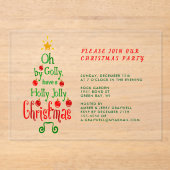Holly Jolly Kersttypografie Klassieke Song Acryl Uitnodigingen (Voorkant)