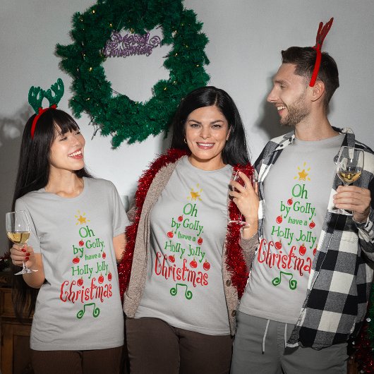 Holly Jolly Kersttypografie Klassieke Song T-shirt