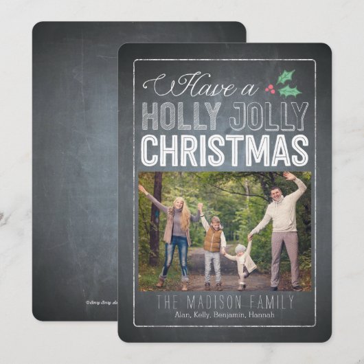 Holly Jolly Kerstvakantie fotokaarten Feestdagenkaart (Voorkant / Achterkant)
