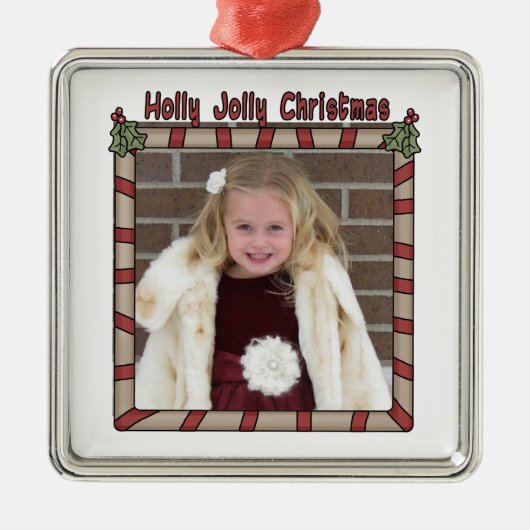 Holly Jolly Kerstversier Metalen Ornament (Voorkant)