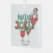 "Holly Jolly" kerstversiering, vakantie Drinken Glas Ornament (Voorkant links)