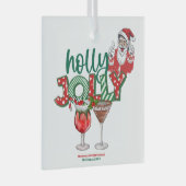 "Holly Jolly" kerstversiering, vakantie Drinken Glas Ornament (Voorkant Rechts)