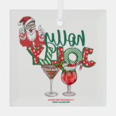 "Holly Jolly" kerstversiering, vakantie Drinken Glas Ornament (Achterkant)