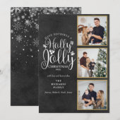 Holly Jolly Krijtbord 3 Foto Collage Feestdagenkaart (Voorkant / Achterkant)
