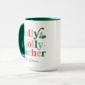 Holly Jolly Leraar Retro Kerstmug Mok (Voorkant links)