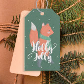 Holly Jolly Little Schattige Sinaasappel Fox Hunte Cadeaulabel