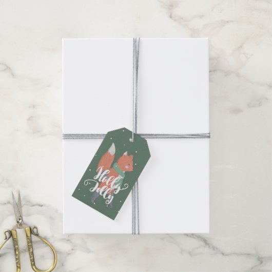 Holly Jolly Little Schattige Sinaasappel Fox Hunte Cadeaulabel (Met Touw)