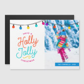 Holly Jolly | Magnetische vakantie fotokaart (Voorkant / Achterkant)