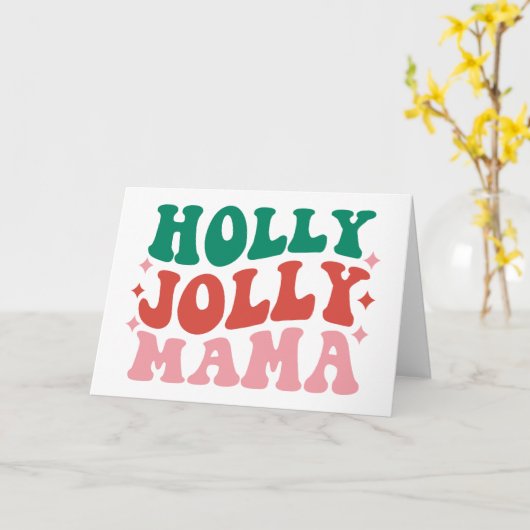 Holly Jolly Mama - Leuk Kerstontwerp Kaart (Gele Bloem)