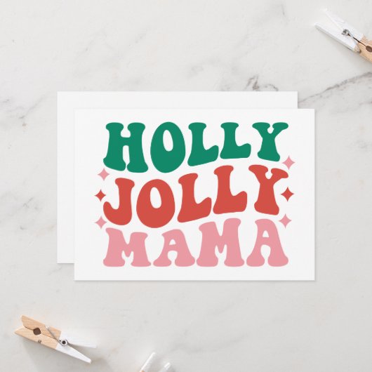 Holly Jolly Mama - Leuk Kerstontwerp Kaart (Voorkant / Achterkant in situ)