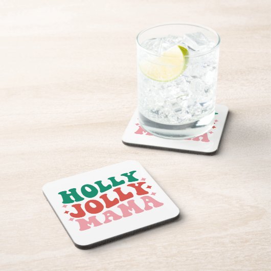 Holly Jolly Mama - Leuk vakantieontwerp Bier Onderzetter (Rechterzijde)