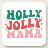Holly Jolly Mama - Leuk vakantieontwerp Bier Onderzetter (Voorkant)