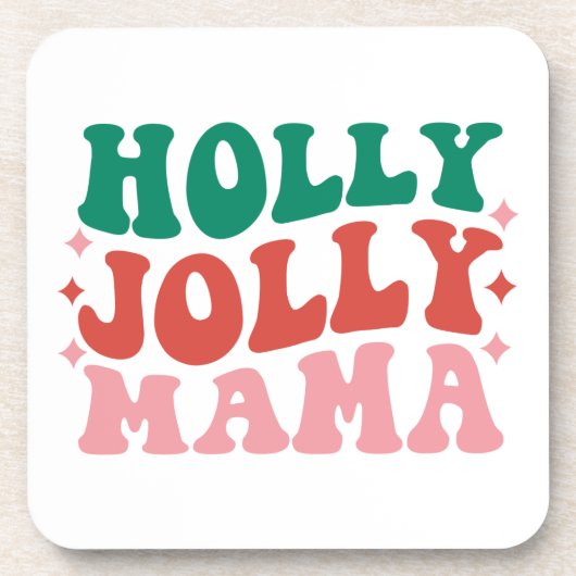 Holly Jolly Mama - Leuk vakantieontwerp Bier Onderzetter (Voorkant)