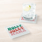 Holly Jolly Mama - Leuk vakantieontwerp Glazen Onderzetter (Schuin)