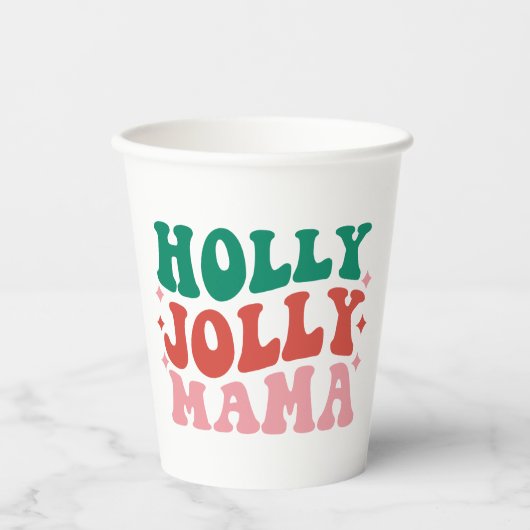 Holly Jolly Mama - Leuk vakantieontwerp Papieren Bekers (Voorkant)