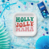 Holly Jolly Mama - Leuk vakantieontwerp Papieren Bordje (Feest)