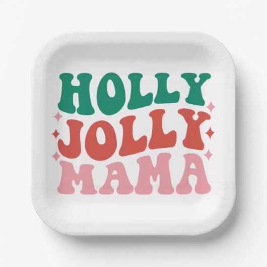 Holly Jolly Mama - Leuk vakantieontwerp Papieren Bordje (Voorkant)