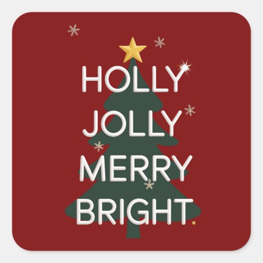 Holly Jolly Merry Bright Family Matching Christmas Vierkante Sticker (Voorkant)