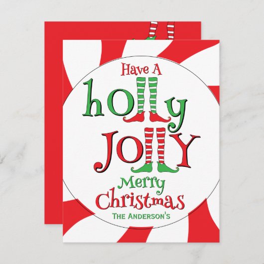 Holly Jolly Merry Christmas! Feestdagenkaart (Voorkant / Achterkant)