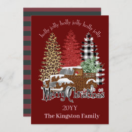 Holly Jolly Merry Kerstbomen op Truck Kaart