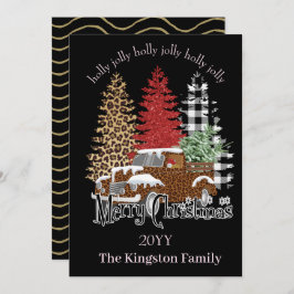 Holly Jolly Merry Kerstbomen op Truck Kaart