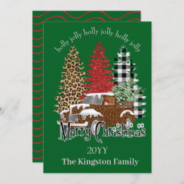 Holly Jolly Merry Kerstbomen op Truck Kaart