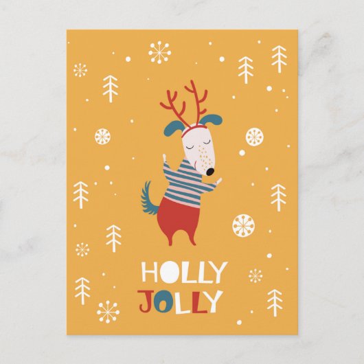 Holly Jolly met Cute Dog Briefkaart in Kerstmis (Voorkant)