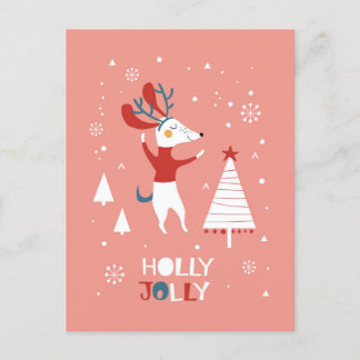 Holly Jolly met Cute Dog-kerstBriefkaart Briefkaart