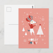 Holly Jolly met Cute Dog-kerstBriefkaart Briefkaart (Voorkant / Achterkant)