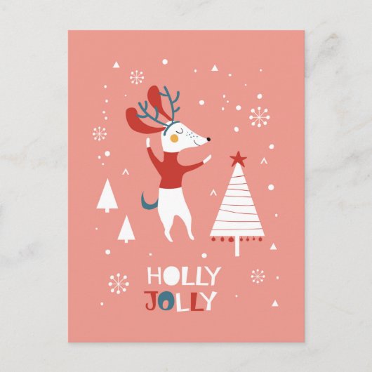 Holly Jolly met Cute Dog-kerstBriefkaart Briefkaart (Voorkant)