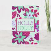 Holly Jolly Modern Botanical Floral Kerstmis Feestdagen Kaart (Voorkant)