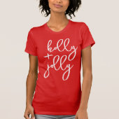 Holly Jolly Modern Schattige Script Vet Vakantie T-shirt (Voorkant)