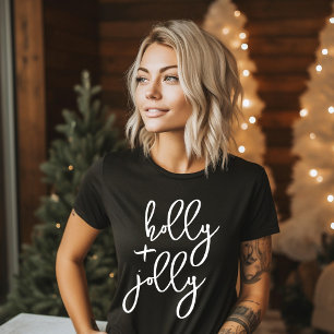 Holly Jolly Modern Schattige Script Vet Vakantie T-shirt