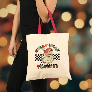 Holly Jolly Music Teacher Kerstmis Retro Santa Tote Bag