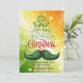 Holly Jolly Mustache Kerstkerst Feestdagenkaart (Staand voorkant)