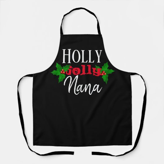 Holly Jolly Nana KerstBlack Red White Festive Schort (Voorkant)