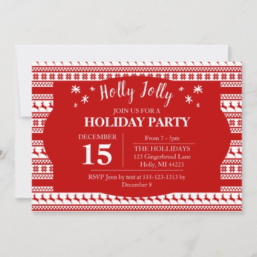 Holly Jolly Nordic Print Rendiervakantie Kaart (Voorkant)